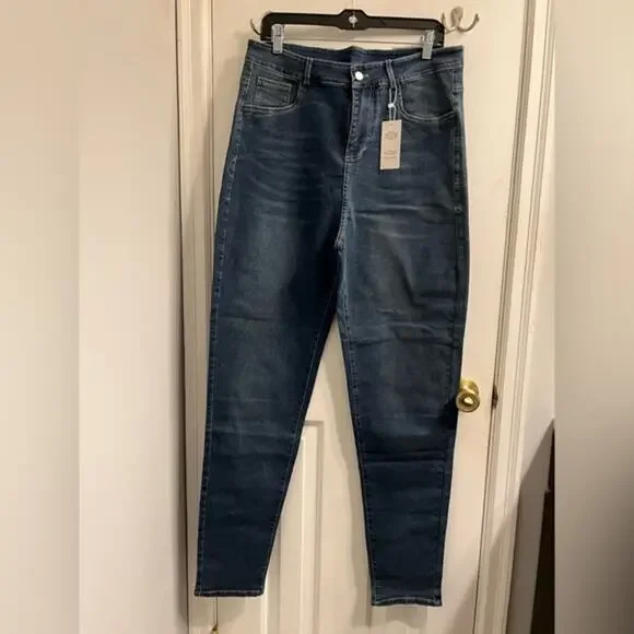 Last One! NWT High Waisted Skinny Blue Jeans Sz L - Picture 2 of 8